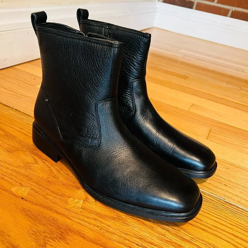 Rockport Men’s Black Leather Zip Up Anlke Boots Size 11 W NEW